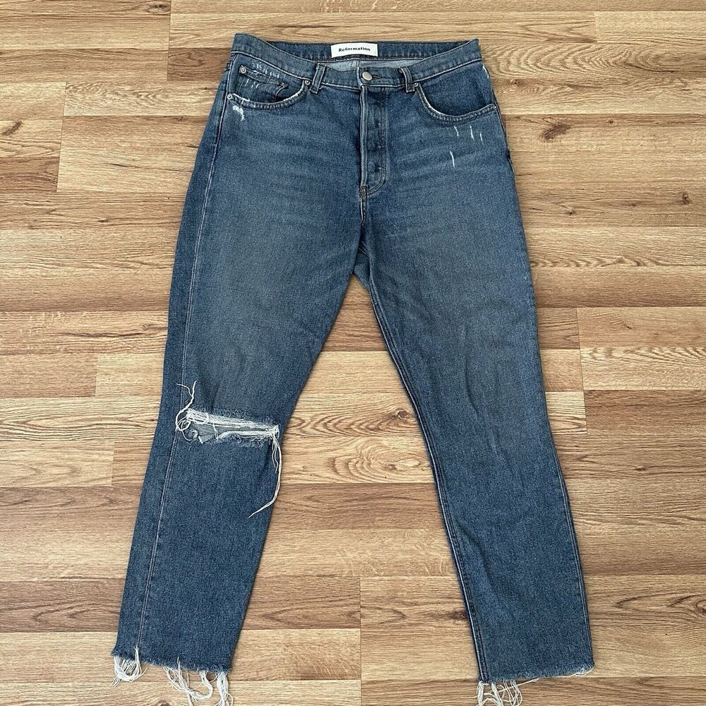 Reformation Women’s High Rise Intentionally Distressed Jeans Blue Size 29